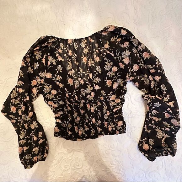 Free People Final Rose Blouse in Black Combo XS - Picture 12 of 12